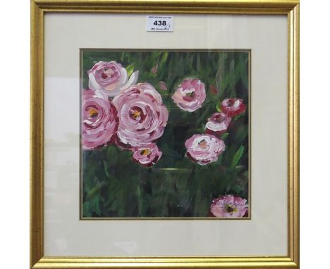 SANDY GARDNER Portrait head, signed, pastel, 21 x 21cm, L.D.JAMIESON Pink roses, oil on board, 24 x 24cm and HARRY MAGEE Sile