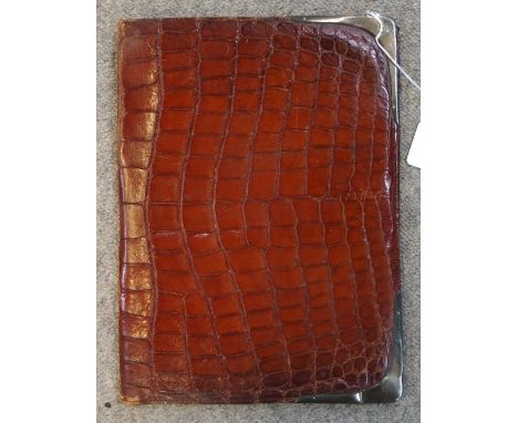 A silver mounted crocodile document case Condition Report: Available upon request