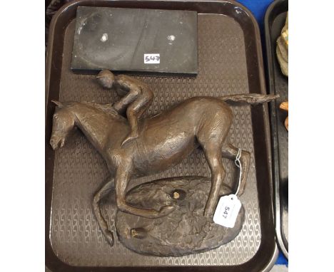 A bronze of a horse and rider, signed Tweed (def) Condition Report: Available upon request