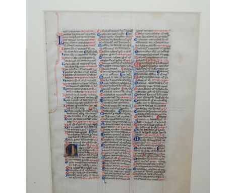 A leaf from a medieval manuscript, 18 x 12cm Condition Report: Available upon request