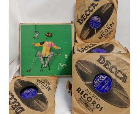 A lot of Bing Crosby 78 R.P.M. shellac records in original Decca shipping boxes including a box set of vinyl L.P's Condition 