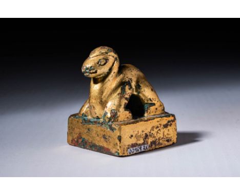 Han Dynasty or later, Ca. 202 BC - AD 220.
A gilded camel seal. Such items were traditionally rewarded to the leader of ethni