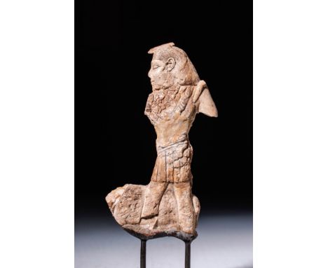 Ca. 8th - 7th century BC.
An ivory plaque, likely Phoenician craftsmanship, carved in openwork, depicting a Levantine tribute