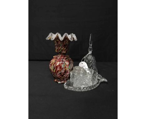 CRYSTAL VANITY SETalong with other decorative glassware, on a lustre ceramic tray