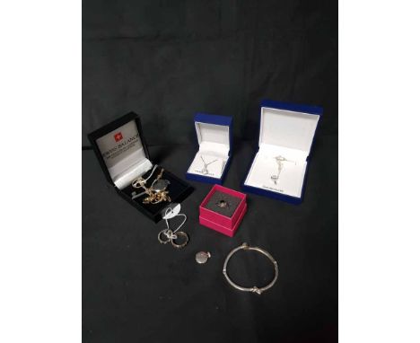 LOT OF VARIOUS JEWELLERYincluding a gold wedding ring, pendants on chains, etc 