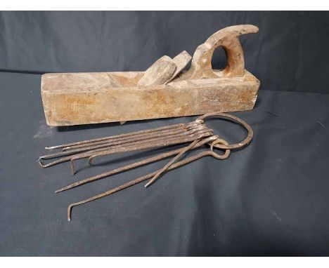 LARGE COLLECTION OF WOODWORKING TOOLScomprising moulding planes, lockpicking kit, measuring stick, metal plane etc