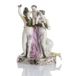 Figurengruppe drei Grazien - Aglaia, Euphrosyne und Thalia mit Amor