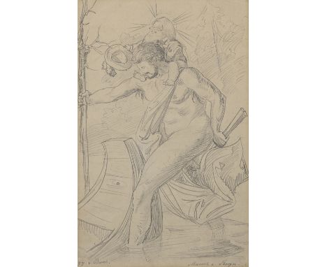 Busch, WilhelmWiedensahl 1832 - Mechtshausen 190833 x 20,5 cmDer Maler Josef Munsch als Christophorus, seinen Künstlerfreund 