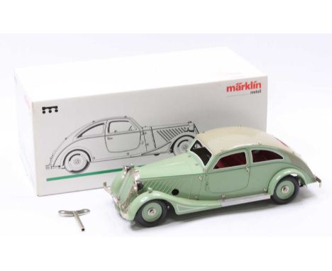 Marklin 19031 tinplate clockwork 1930's 2-door Coupe - of recent limited edition production, finished in light green with bei