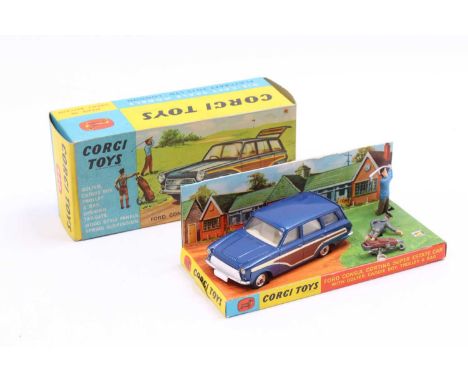 Corgi Toys No. 440 Ford Consul Cortina comprising Ford Consul Cortina Super Estate car, together with golfer and caddy figure