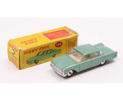 Dinky Toys No. 148 Ford Fairlane, light green body and spun hubs - small mark of silver trim to the boot lid which could be p