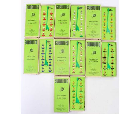A collection of vintage boxed Subbuteo Football Teams, 7 examples including Chelsea, Plymouth, Watford, and others