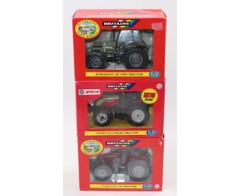 Britains 1/32nd scale tractor group of 3 comprising No. 40063 Case CVX 170 Tractor, No. 40804 Steyr 6135 Profi Tractor, and N