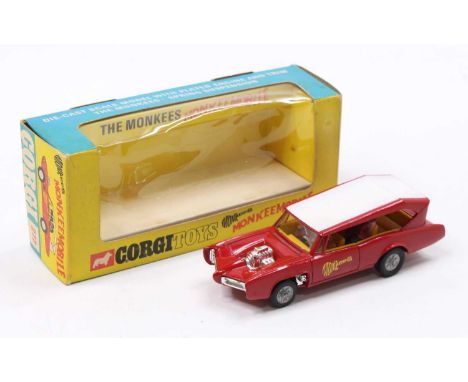 Corgi Toys No.277 "The Monkees" Monkeemobile, red body, white roof, yellow interior, cast hubs, chrome engine and trim, 4 x f