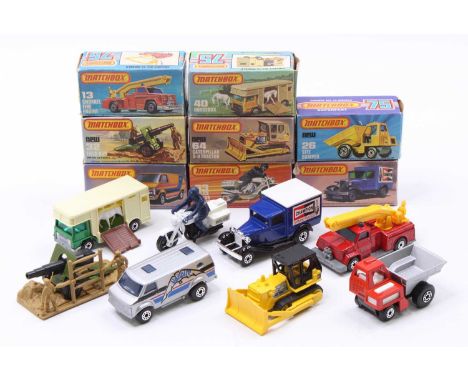 Matchbox Lesney Superfast boxed model group of 8 comprising No. 69 Chevrolet Van, No. 26 Site Dumper, No. 64 Caterpillar D-9 