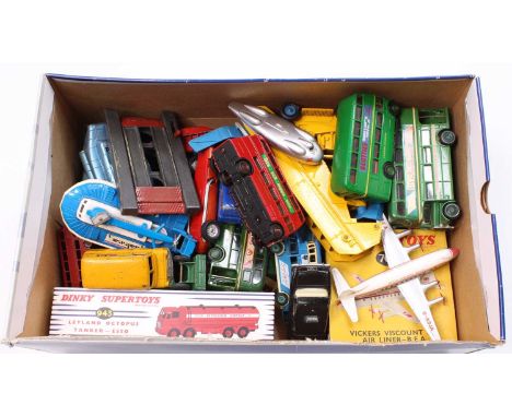 A box containing mixed diecasts to include a Dinky Toys No. 480 Bedford 'Kodak' Van, a boxed No. 708 Vickers Viscount Air Lin