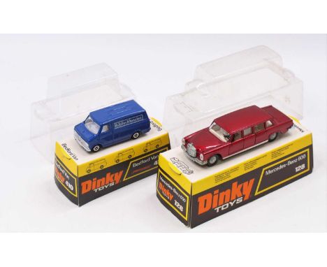 Dinky Toys boxed group, 2 examples comprising No. 128 Mercedes Benz 600 Pullman Limousine, metallic red body, with a white in