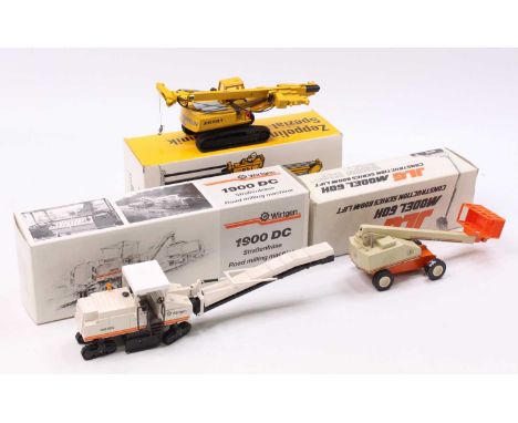 A collection of mixed scale earth moving and construction diecasts to include a Conrad 2814 Zeppelin ZR28T with Abi-mobil ram