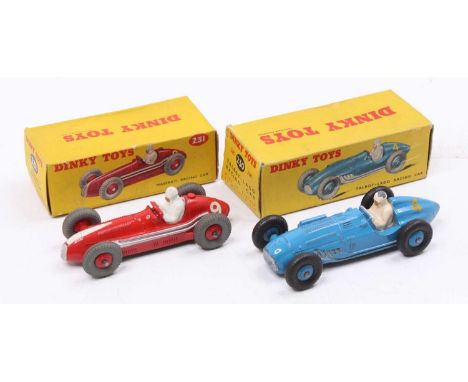 Dinky Toys boxed model group of 2 comprising No. 231 Maserati Racing Car, red body &amp; wheel hubs, white flash, driver figu