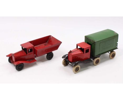 A Triang Toys and Lumar Toys pressed steel vehicle group to include a Lumar Toys Lumar Transport articulated tractor unit and