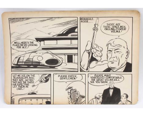 Original Lone Star and published by DCMT, Factory Artists Proof Comic Book Strip of Space Ace/Lone Star Magazine, Circa 1950-