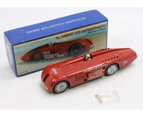 A Schylling Collector Series tinplate and clockwork Sunbeam 1000 Land Speed Record Car, red tinplate body with driver figure,