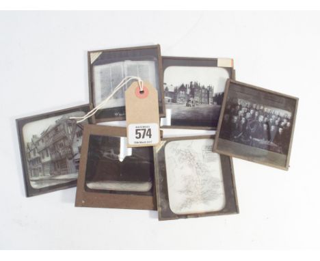 Collection of approximately 250 Victorian magic lantern slides depicting scenes from English history, buildings and churches 