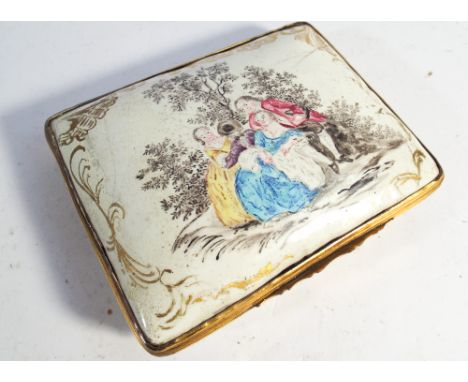 Antique enamelled card case with four enamel panels depicting pastoral scenes      Condition - some enamel panels are cracked