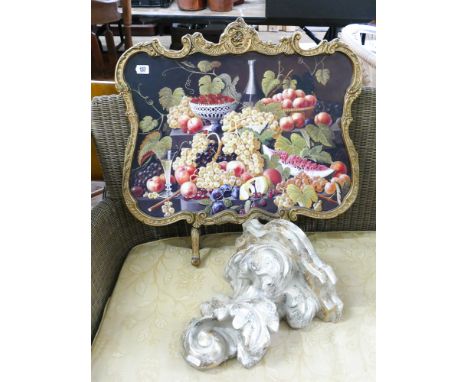 Fire screen with fruit picture and a wall bracket 