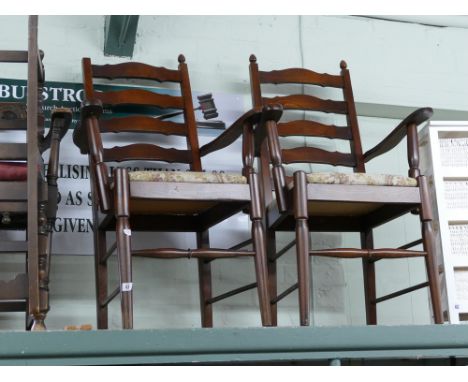 2 ladder back carver chairs 