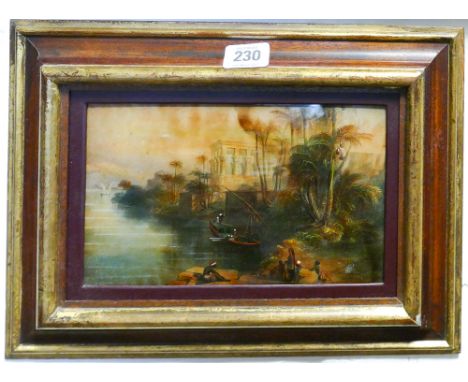 A convex glazed print in frame after the antique