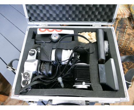 Pentax camera with lenses and full accessories kit in aluminium carry case 