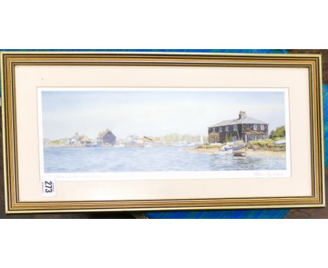 2 china jelly moulds and a print of the Black House, Mudeford 