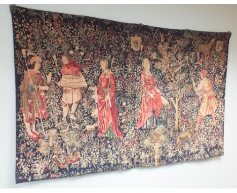 Medieval style tapestry panel measuring 94 x 104cm 