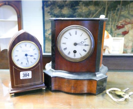 Arched top mantel clock and a late Victorian clock with key 