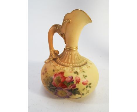 A Royal Worcester blush ivory jug painted with floral sprays numbered on the base 1136