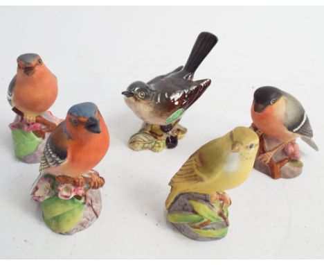 Four Royal Worcester British bird studies and a Beswick White Throat 