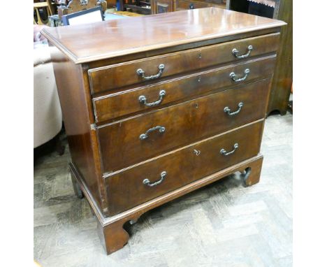 Georgian mahogany secretaire chest of 3 long drawers standing on bracket feet 41" wide