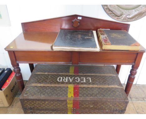 A Victorian mahogany serving table, the triangular back above a side frieze drawer on ring turned tapering legs, 120cm wide