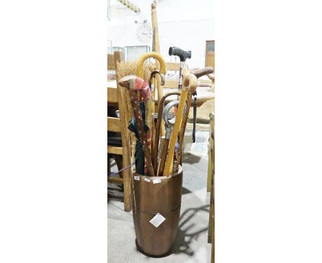 Collection of walking sticks and other items&nbsp;&nbsp;in ceramic stick stand&nbsp;