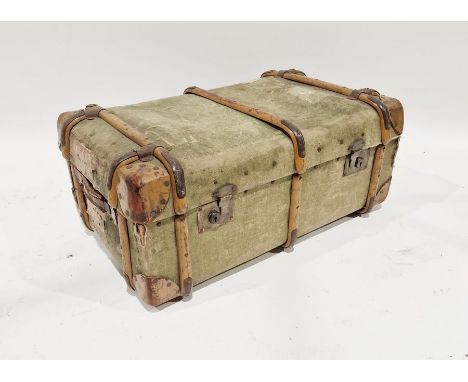 Vintage canvas and bentwood steamer/travel trunk&nbsp;by A. Boswell, Edinburgh&nbsp;