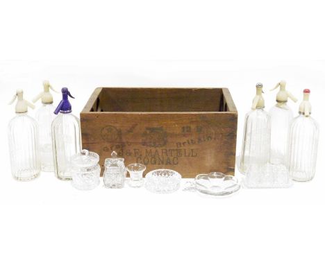 Six vintage soda syphons to include examples by Wm. Hay &amp; Sons Aberdeen, Britvic, Strathmore Springs and Aberdeen Imperia
