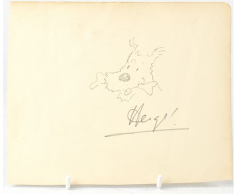 HERGÉ (GEORGES PROSPER REMI, 1907-1983); pencil sketch, study of 'Snowy' from the Adventures of TinTin, with bone in her mout