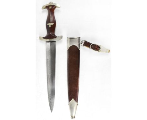 A German Third Reich SA dagger, the blade inscribed, 'Gust. Weyersberg. Nachf. Solingen', with scabbard and belt loop attachm