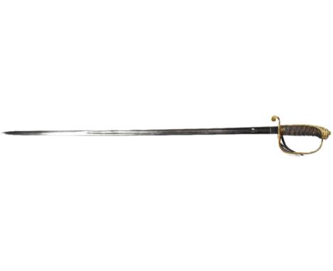 A British 1854 pattern infantry officer's sword, the etched blade with crowned VR cipher, with Gothic hilt with VR cipher, sh