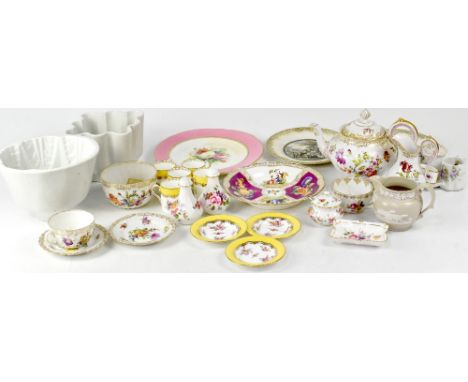 Ceramics to include Dresden porcelain part tea service, six Victorian printed side plates, Coalport coffee cans and saucers w