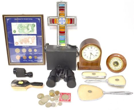 Various mixed collectibles to include a Comitti of London mahogany dome top mantel clock with battery powered movement, a sma