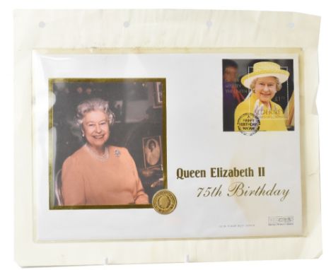 WESTMINSTER MINT; a Queen Elizabeth 75th Birthday £25 proof gold coin first day cover, limited edition numbered 073.