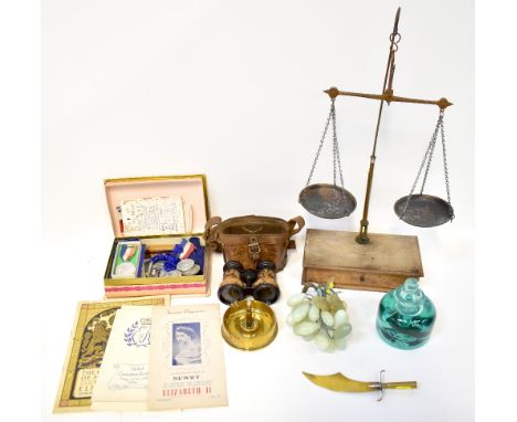 Various collectibles to include a pair of field binoculars in leather case (af), two items of trench art to include a 1917 sp