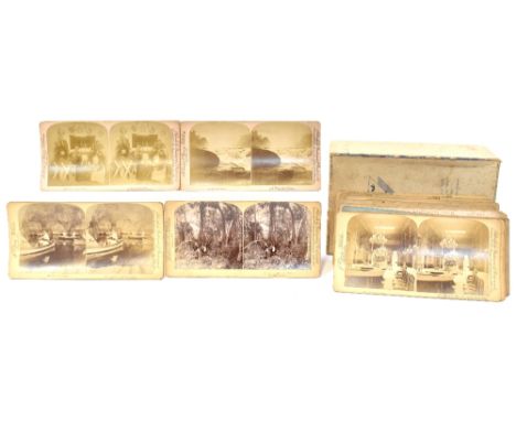 Over fifty Victorian and Edwardian stereoscope cards to include city views of Dresden Germany, Paris, Italy, 19th century fur